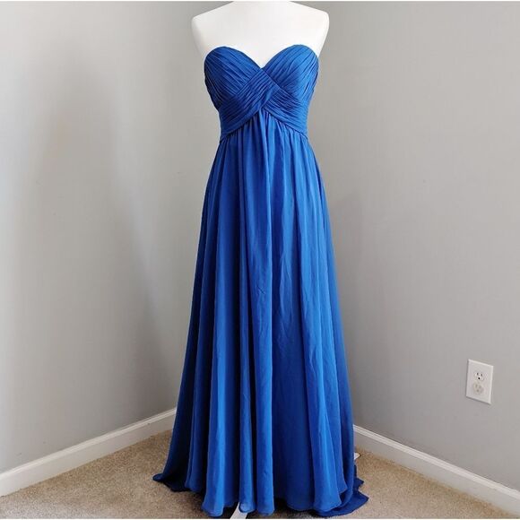 Sweetheart Royal Blue Sweetheart Neck Straplees Chiffon Formal Grown Dress Ss 6 - Picture 1 of 8